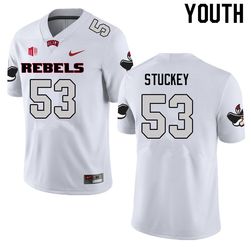 Youth #53 DJ Stuckey UNLV Rebels College Football Jerseys Sale-White - Click Image to Close